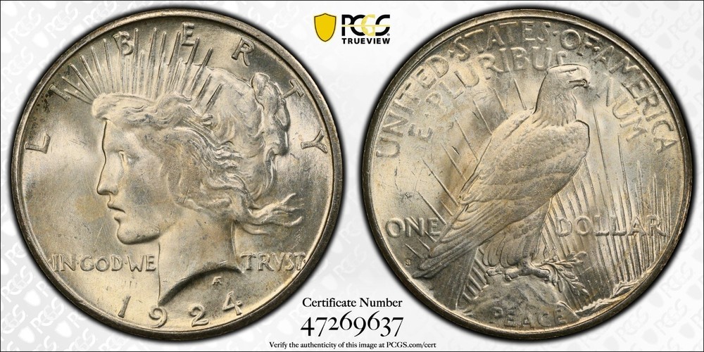 1924-S Peace Dollar MS-63 PCGS VIDEO