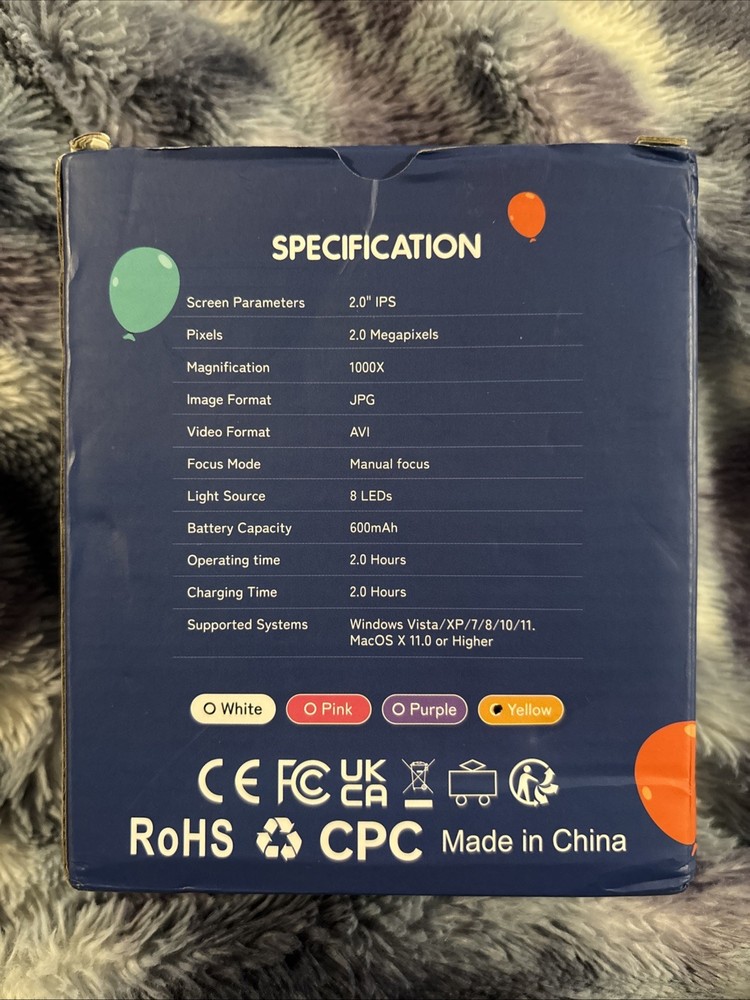 Kids Microscope, 1000X Portable Mini Pocket Microscope with 2.4″ IPS Screen & 8