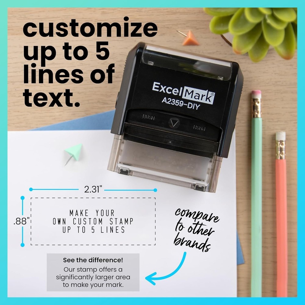 ExcelMark Self-Inking DIY Custom Rubber Stamp Kit - Personalized