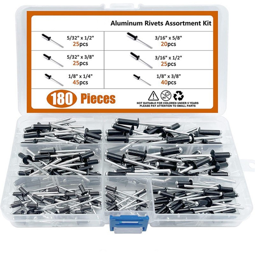 Rivet Set Aluminum Blind Rivets Assorted Blind Rivets Clear Storage Box