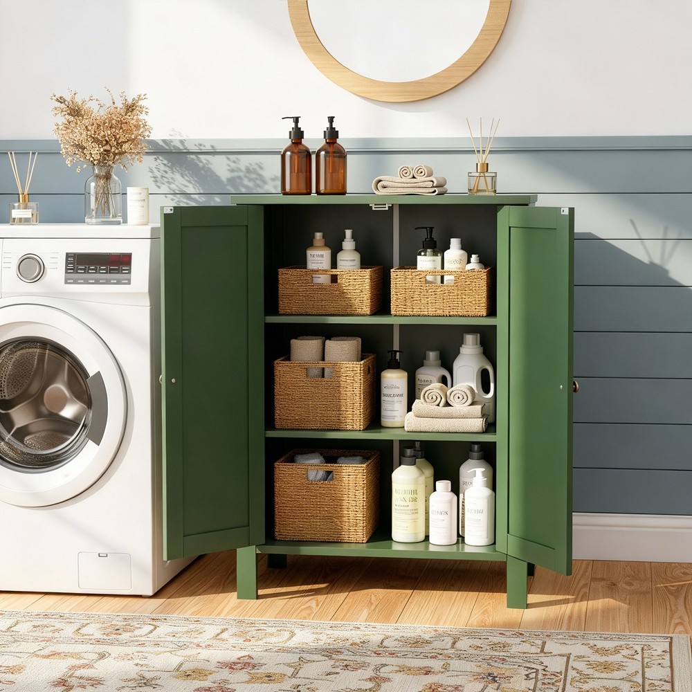 Forest Green MDF Painted with Vertical Stripes, 60*30*80cm