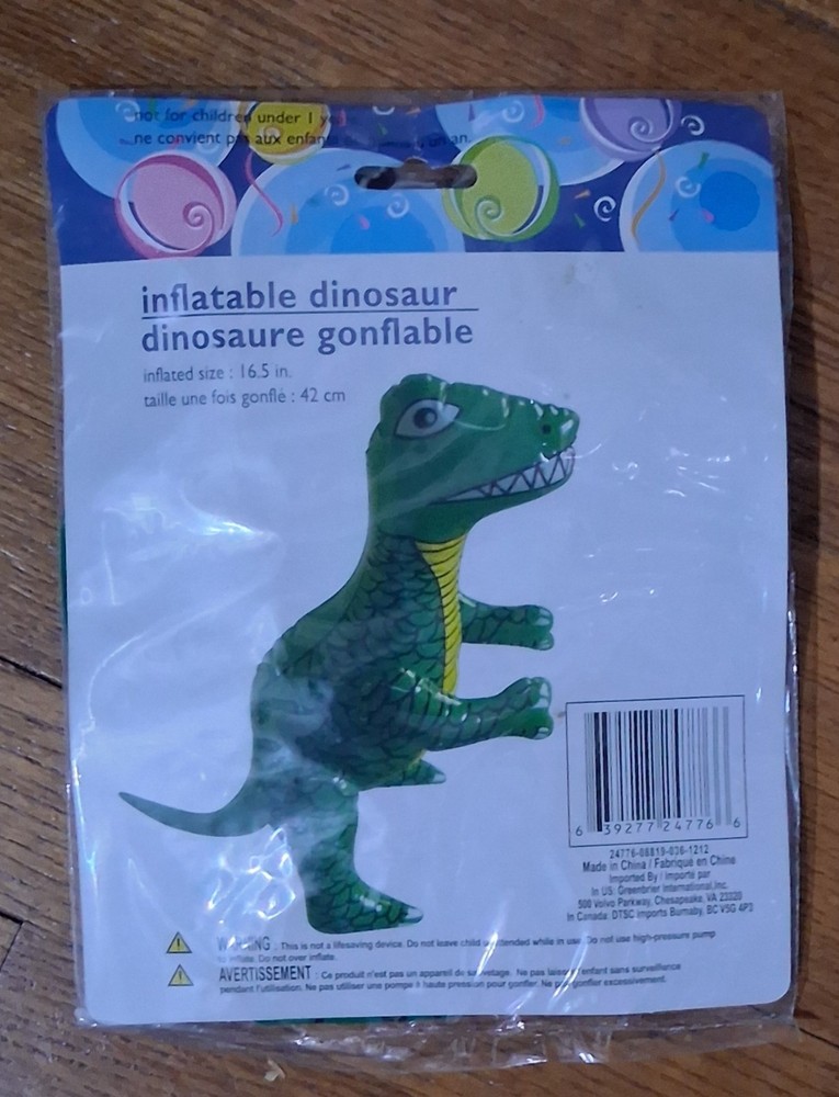 Party Decor Inflatable Dinosaur 16.5" Inflated (#EB-7766)