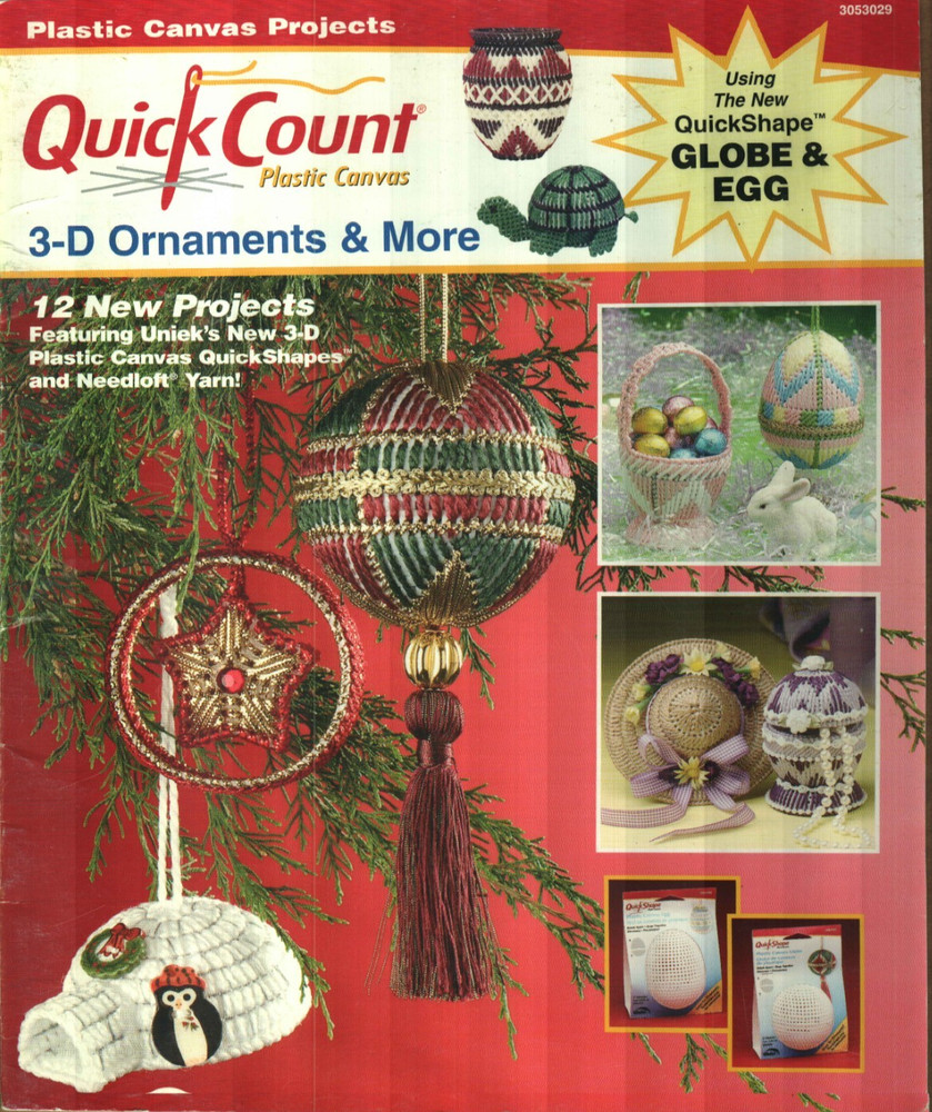 3-D ORNAMENTS & MORE USING GLOBE & EGG SHAPES PLASTIC CANVAS PATTERN BOOK