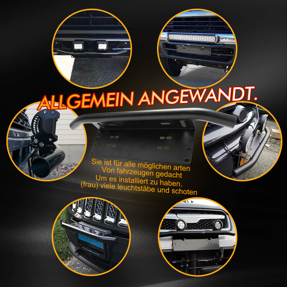 Bull Bar Front Bumper License Plate Off-Road LED Work Light Mount Bracket Holder
