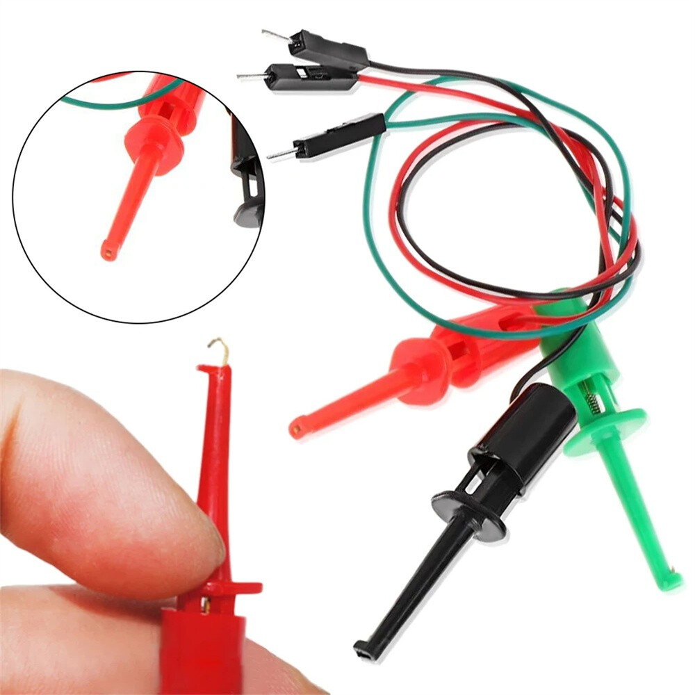 3PCS Hook Type Test Clip Probes Male Head DuPont Line Cable Precise Transistor