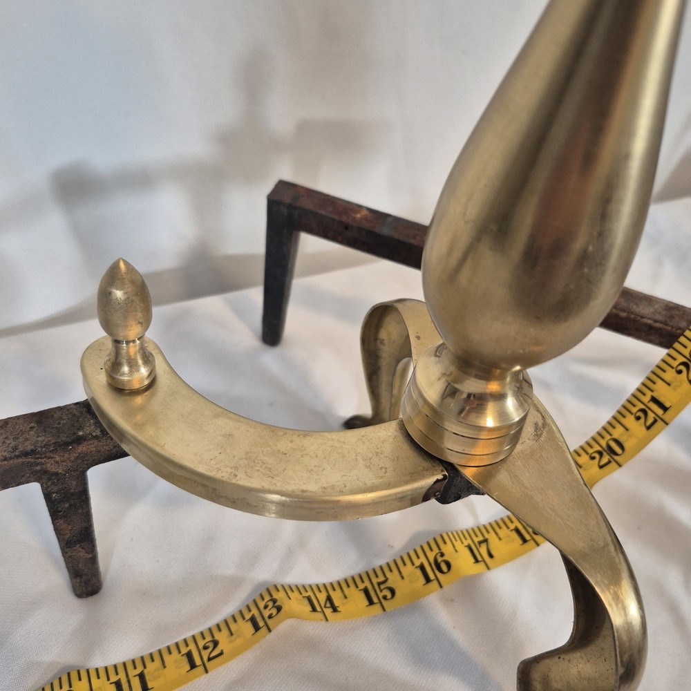 Antique Fireplace Brass Andirons Log Holder