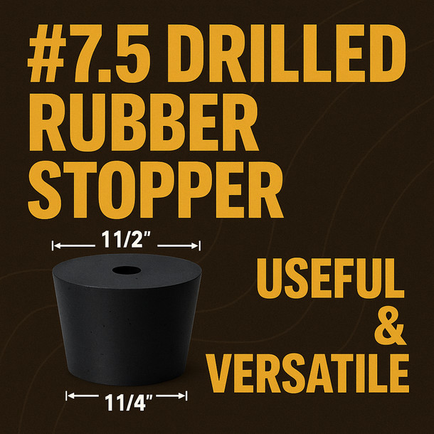 LD Carlson No. 7.5 Drilled Rubber Stopper