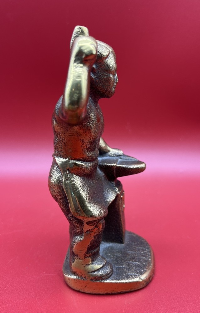 Rare Antique 6.5" Solid Brass Foundry Blacksmith Worker Bookend Doorstopper