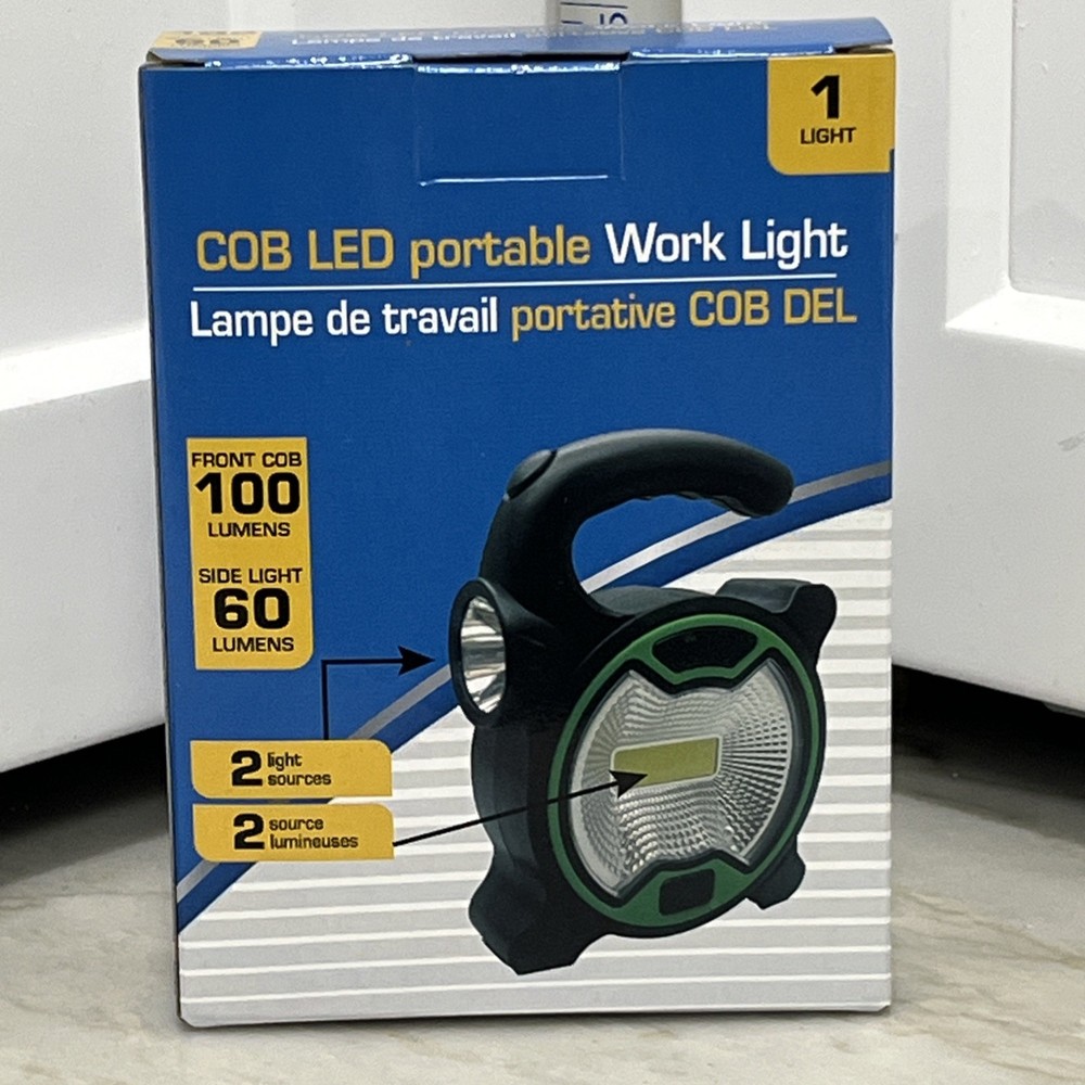 COB LED Portable Work/Flash Light W/Front & Side LEDs - New