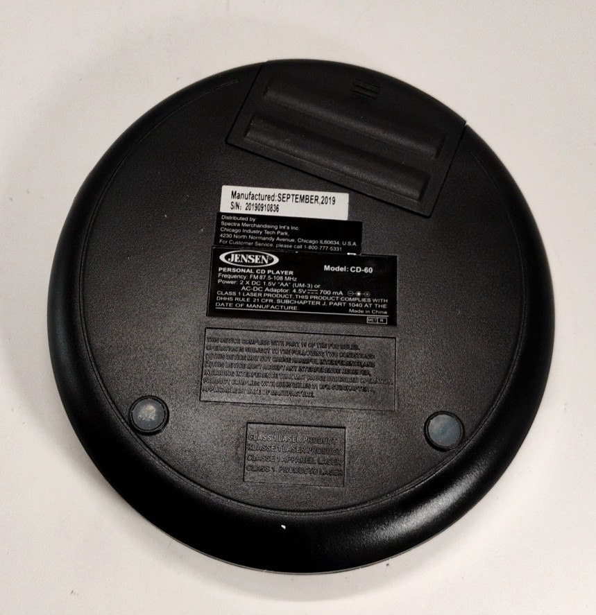 Jensen CD-60 Portable CD Player Tested Working Personal Discman Style