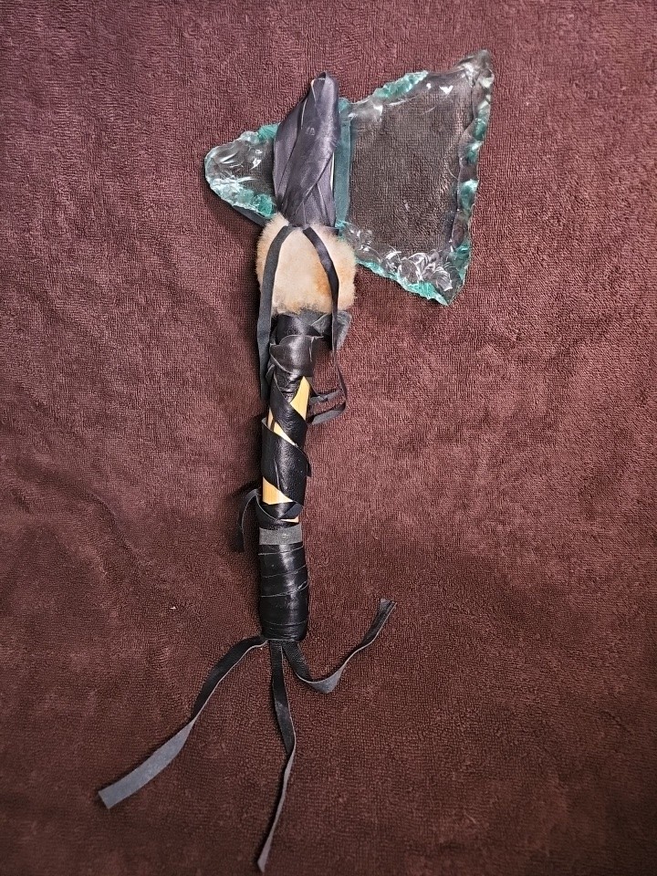 Large Knapped Glass Decorative Tomahawk