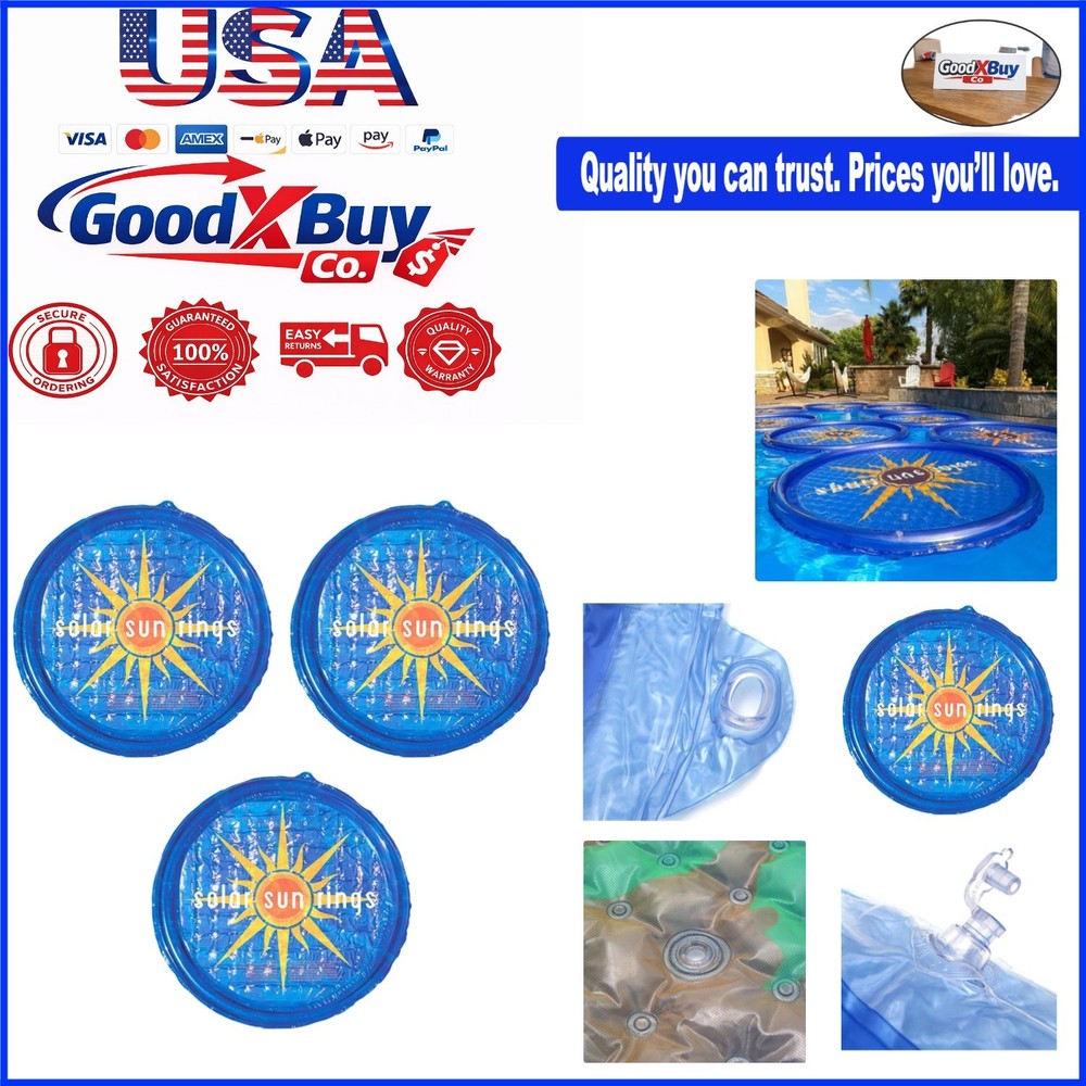 3 Pack UV Resistant Pool & Spa Solar Covers Circular Blue Heat Retention Prot...