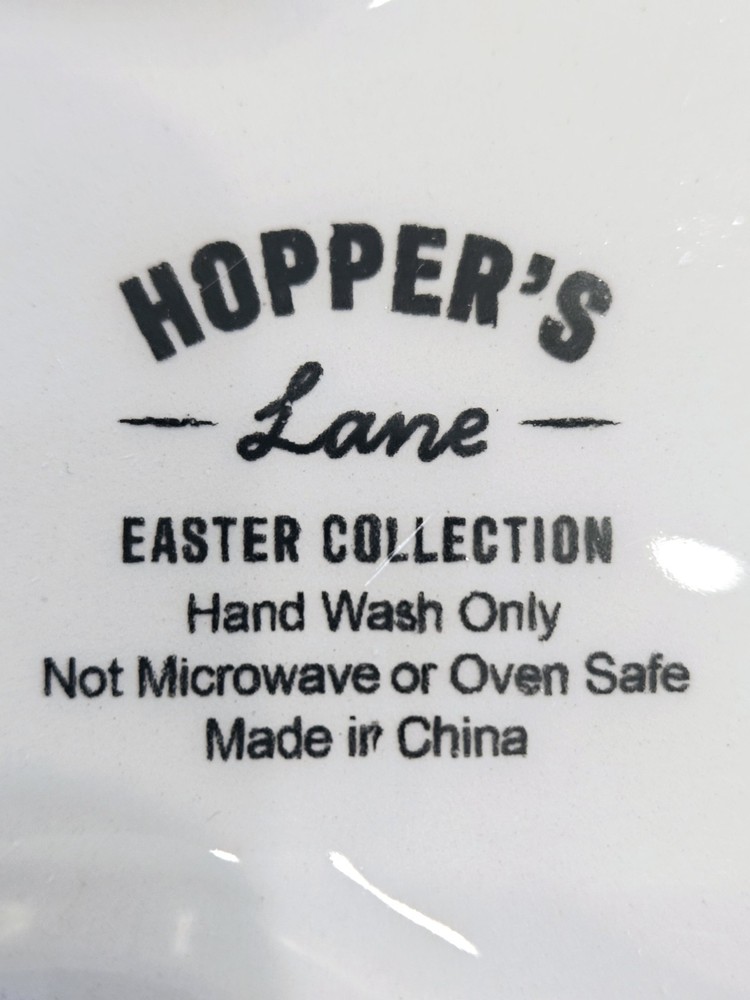 Hopper's Lane Easter Bunny Pitcher Cabbage Leaf Ceramic 9.5in