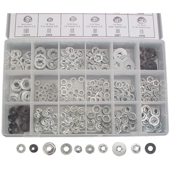 385-Pc Push-On & Thread-Cutting Nut Assortment Kit #AV-6817