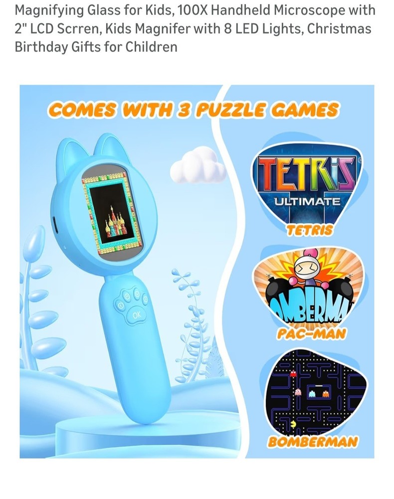 Microscope for Kids - Portable Handheld Magnifying Glass Digital Microscope4546