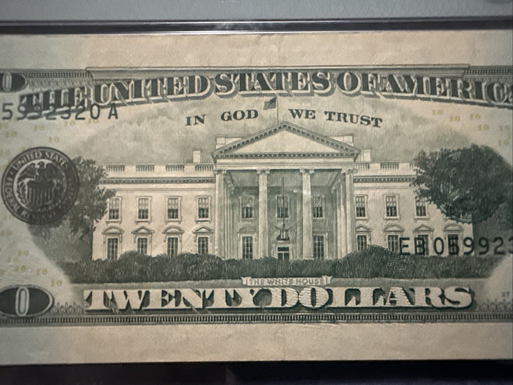 2004 $20 ERROR Federal Reserve Note OverPrint On Back Error PMG 45 EPQ Currency