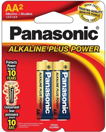Panasonic Alkaline Plus Power AA 2-Pack Batteries - Long-Lasting Performance