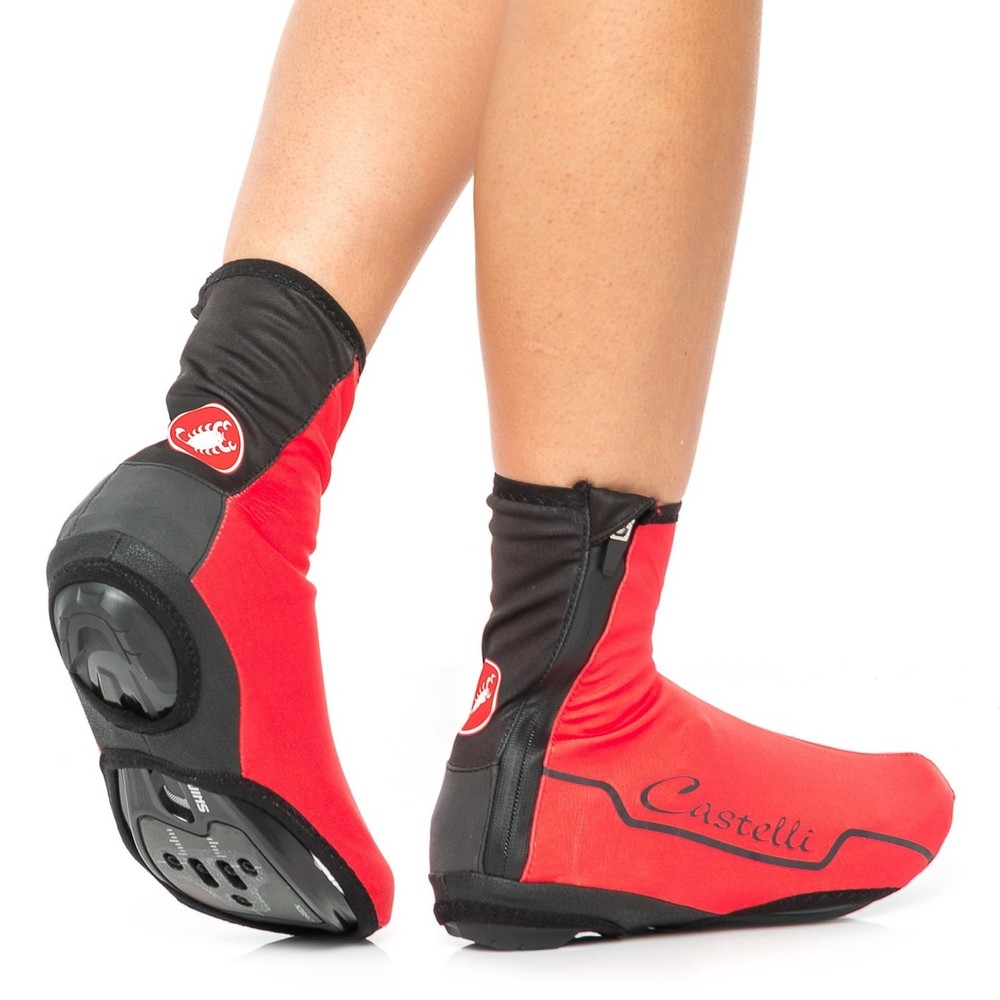 Castelli Troppo Cycling Shoe Covers Red Black Reflective Size M
