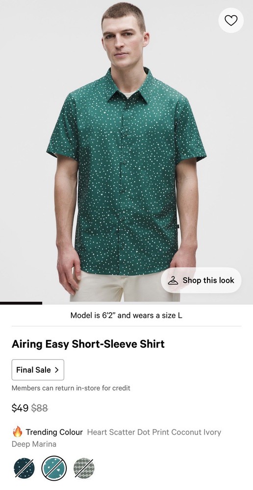 Lululemon Airing Easy Short Sleeve Shirt HSD6 Size L