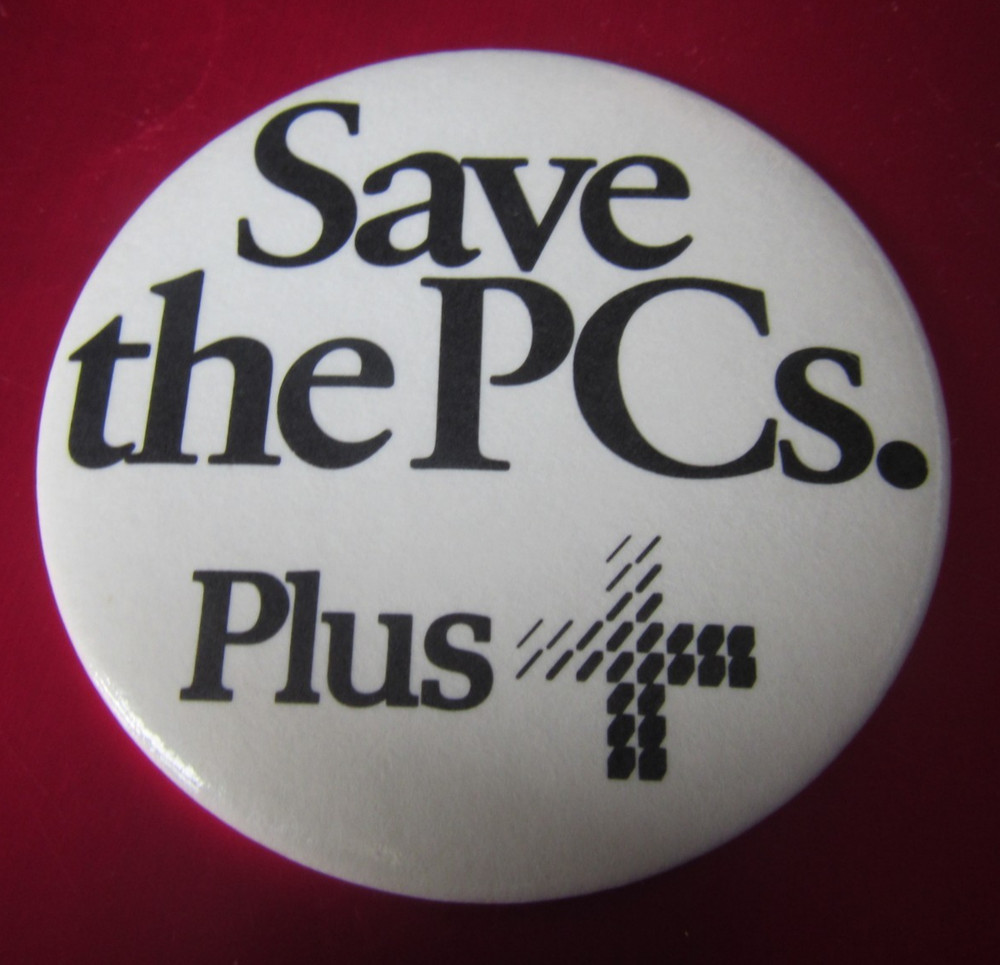 Large Save the PC's Plus  Pinback /button Free Ship