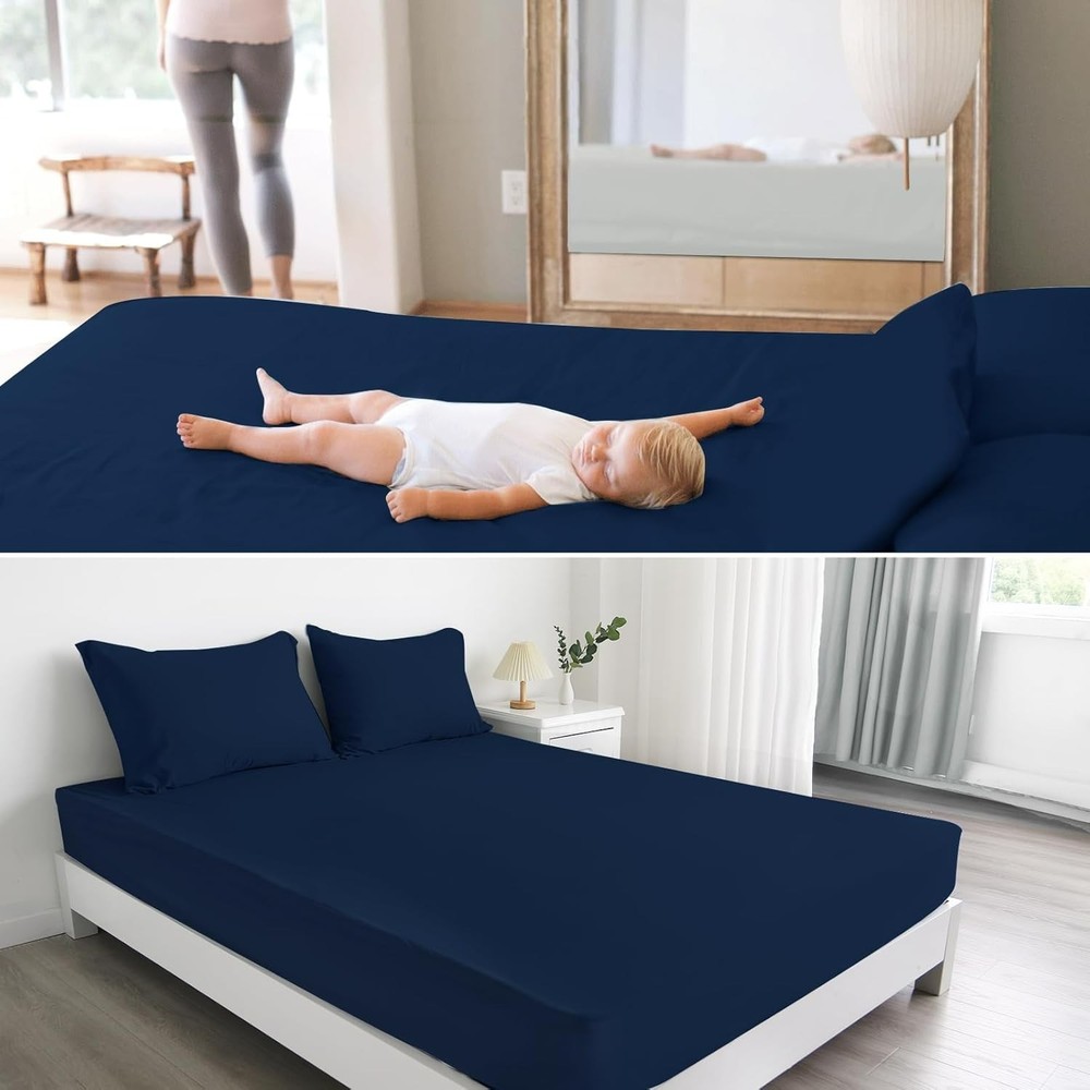Deep Pocket Bed Fitted Sheet Waterproof Soft Mattress Protector Cover 2 Pack