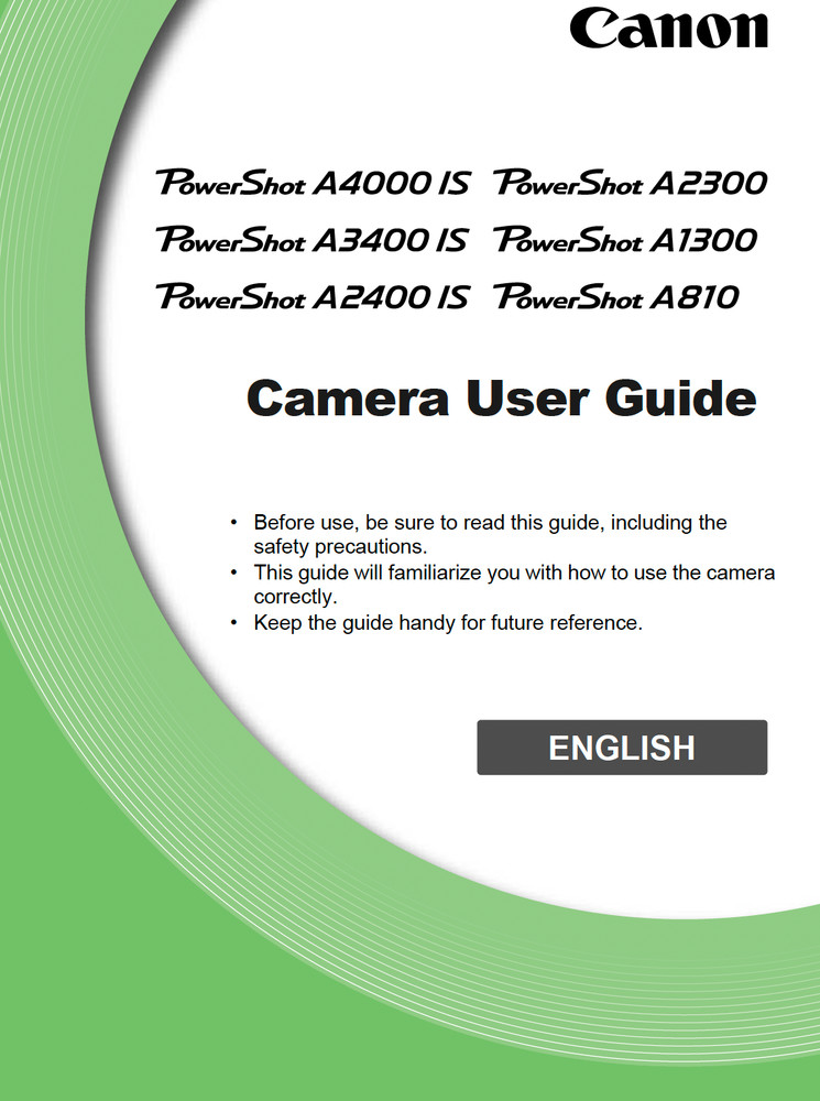 Canon POWERSHOT A2300 Digital Camera User Instruction Manual