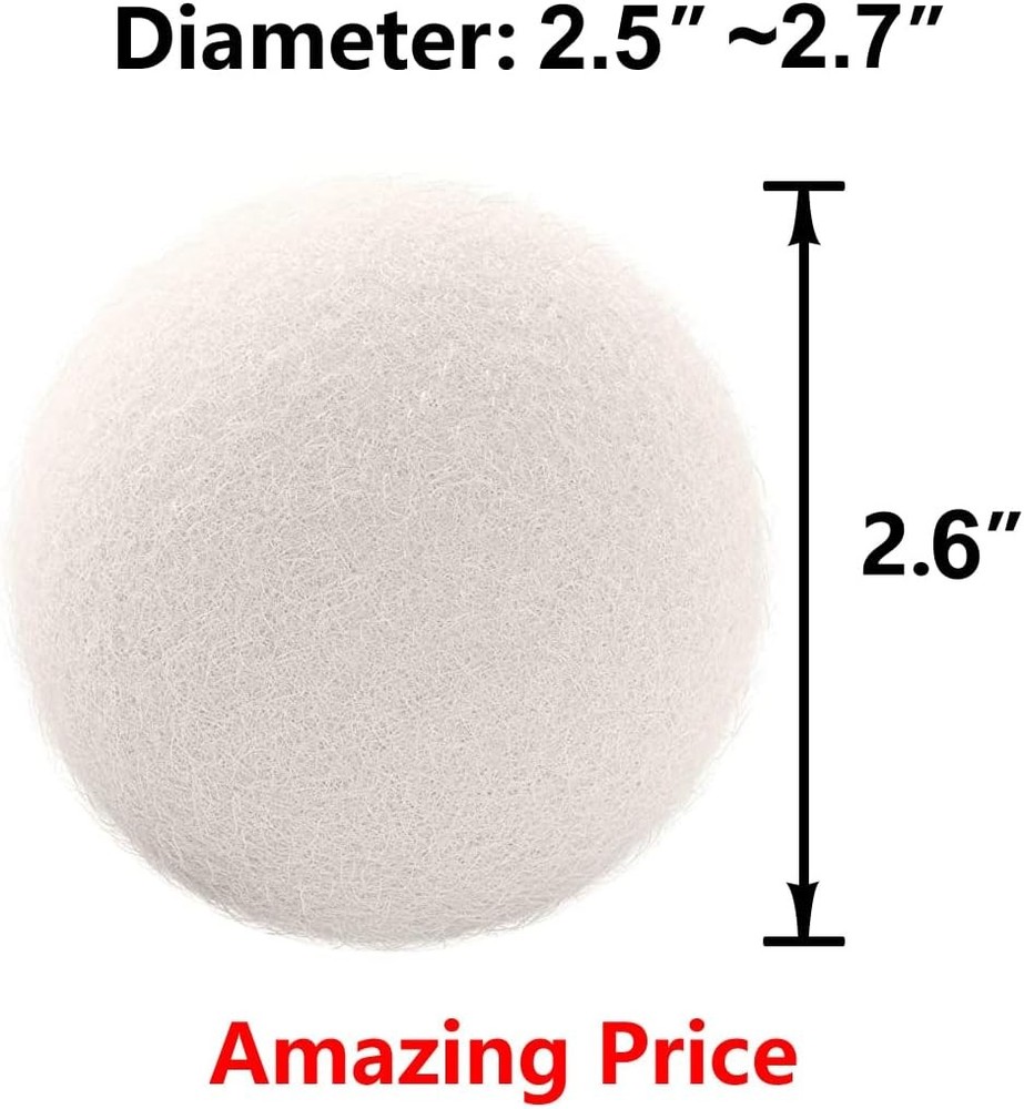 Natural Wool Dryer Balls 6 Pack Reusable