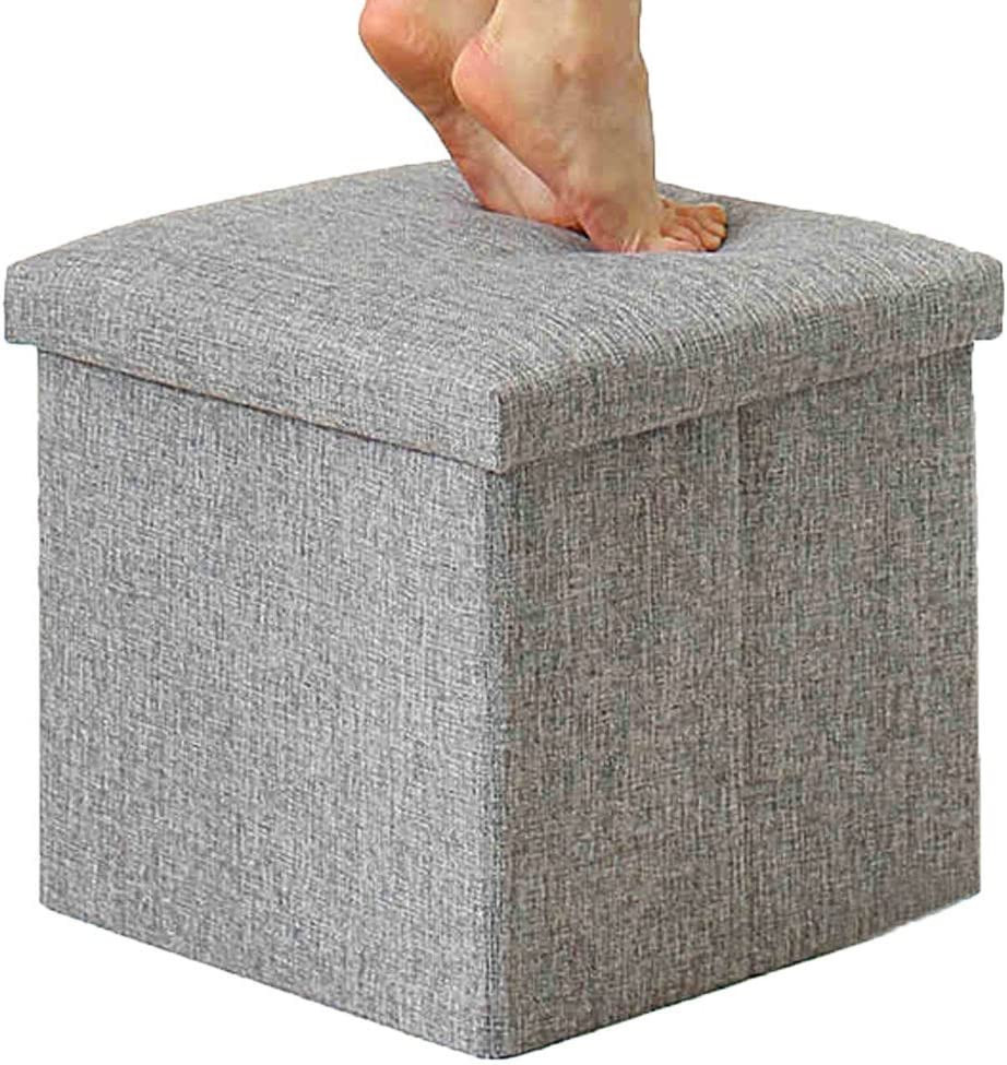 OT01 Linen Folding Storage Ottoman Cube Footrest Seat