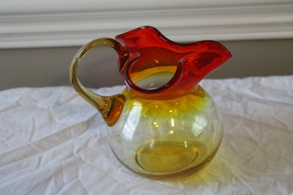 Vintage Amberina Pitcher measures 5" tall