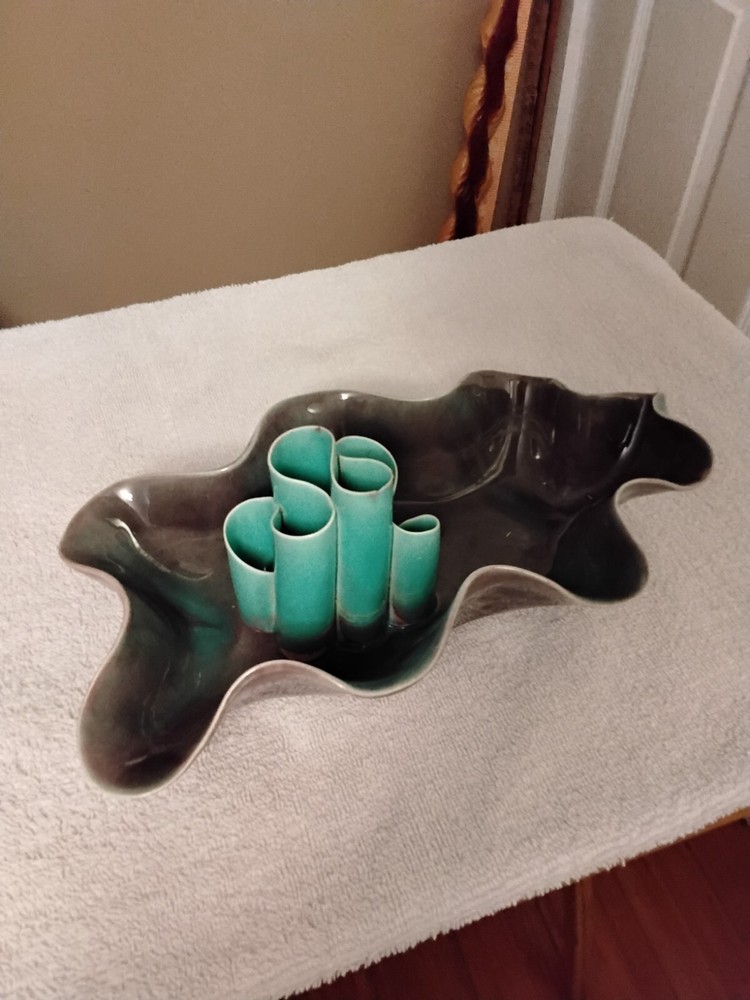 Paula West Ceramic 6 Bud Holder Vase with Wavy Top