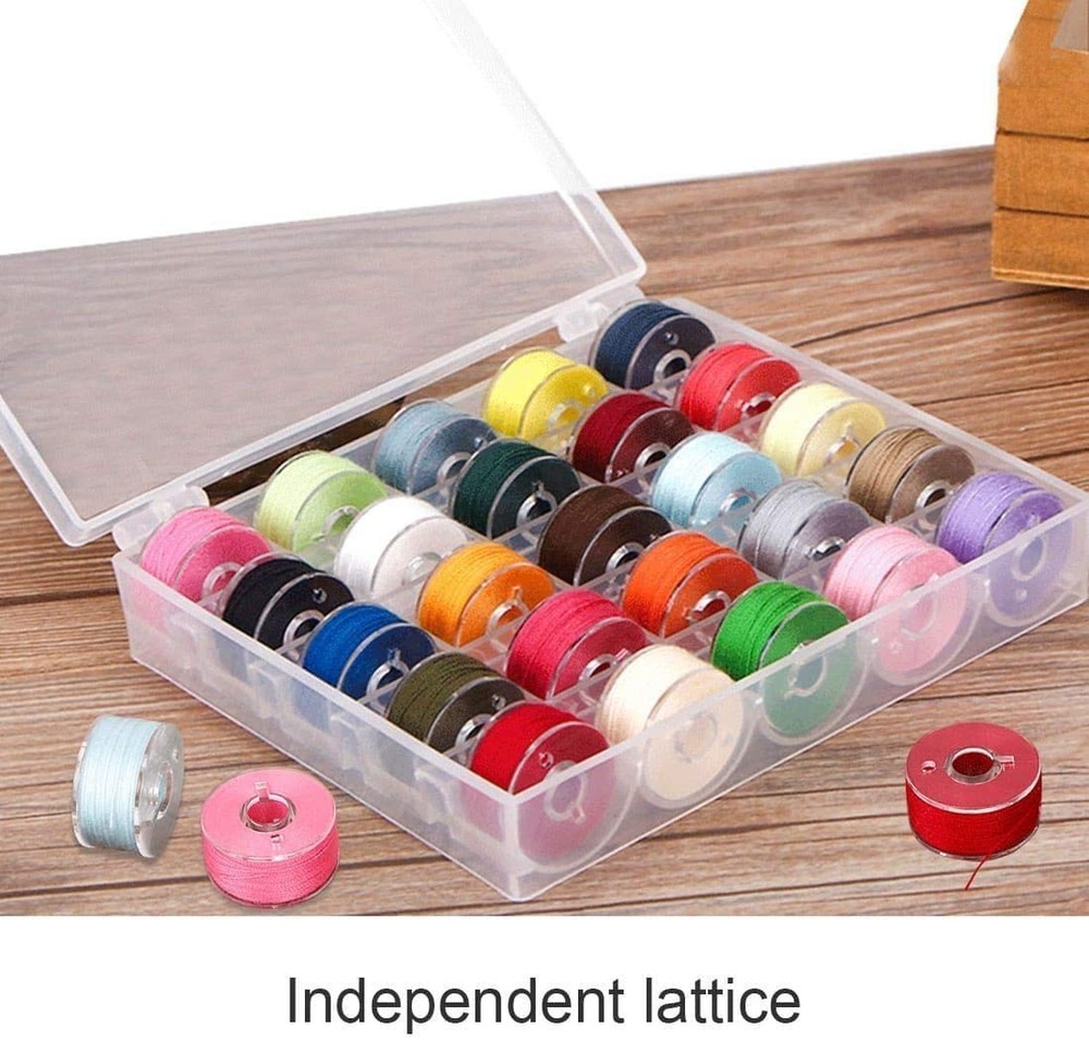 Plastic Bobbin Box, 25 Slots, Empty Spools, Transparent Case, Organizer
