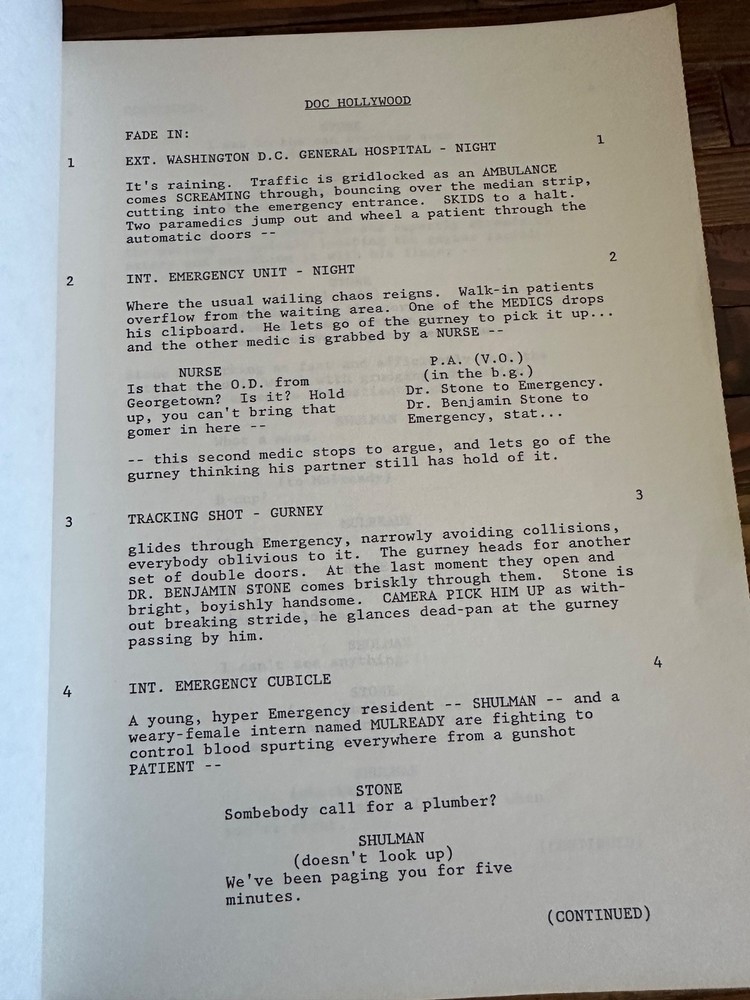 DOC HOLLYWOOD MICHAEL J. FOX MOVIE ORIGINAL SCREENPLAY SCRIPT