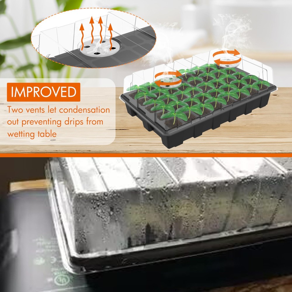 Seed Starter Tray Kits: Durable Germination Trays with Vented Domes, 200 Cells