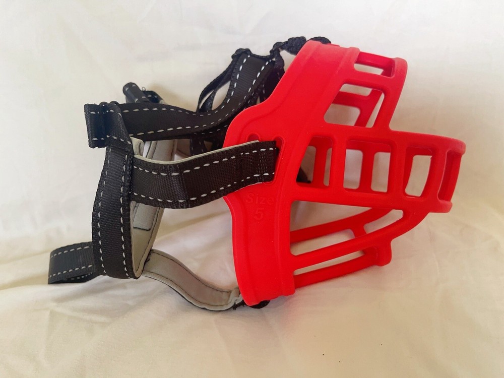 Adjustable Dog Muzzle Soft Silicone Breathable Strong Basket Size 5 (XL)