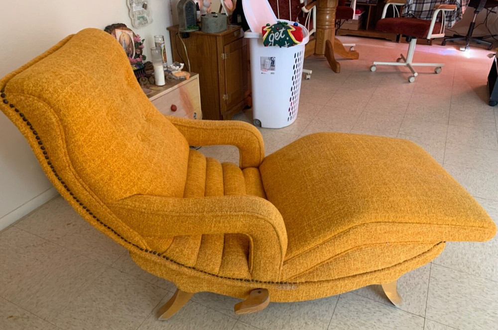 Orange mid century chaise lounge