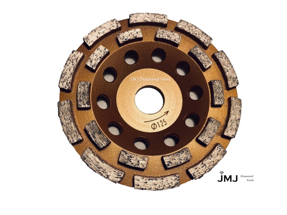 2pack: 5" Diamond Double Row Cup Wheel Non Thread 7/8" Concrete Stone Grinding