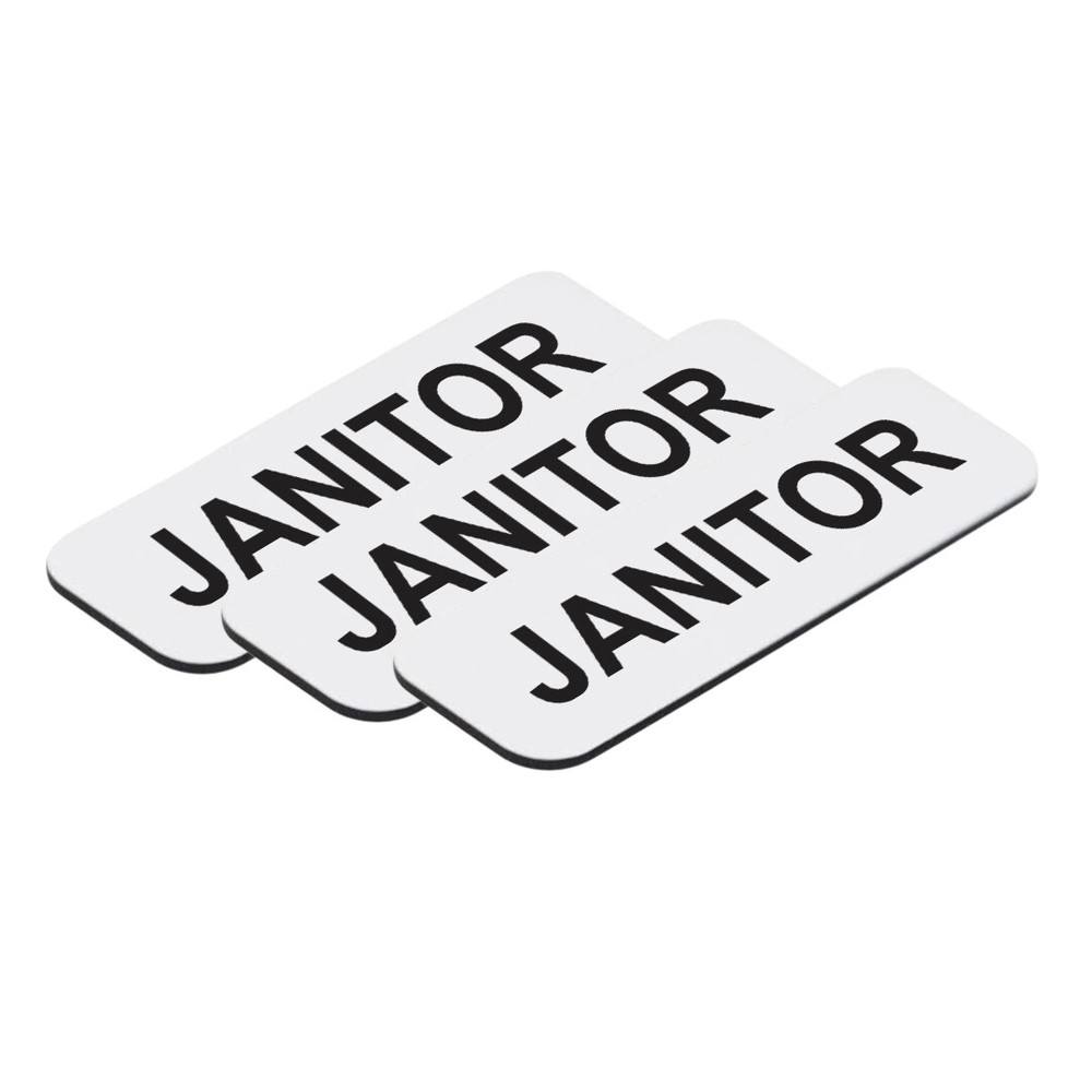 Janitor 1 x 3" Name Tag, (3 Pack)