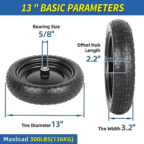 4.00-6 Flat-free Solid Tire and 13" Flat-free Solid Tire and Wheel - 4 Pack