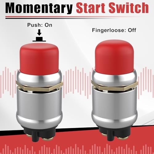 2 PCS Push Button Starter Switch 12V 50A, Waterproof Momentary Start red-2