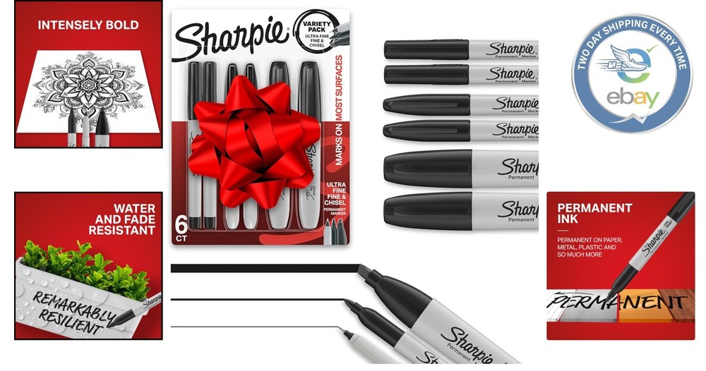 Versatile Black Permanent Markers Set – Including Fine, Chisel & Ultra-Fine Tips