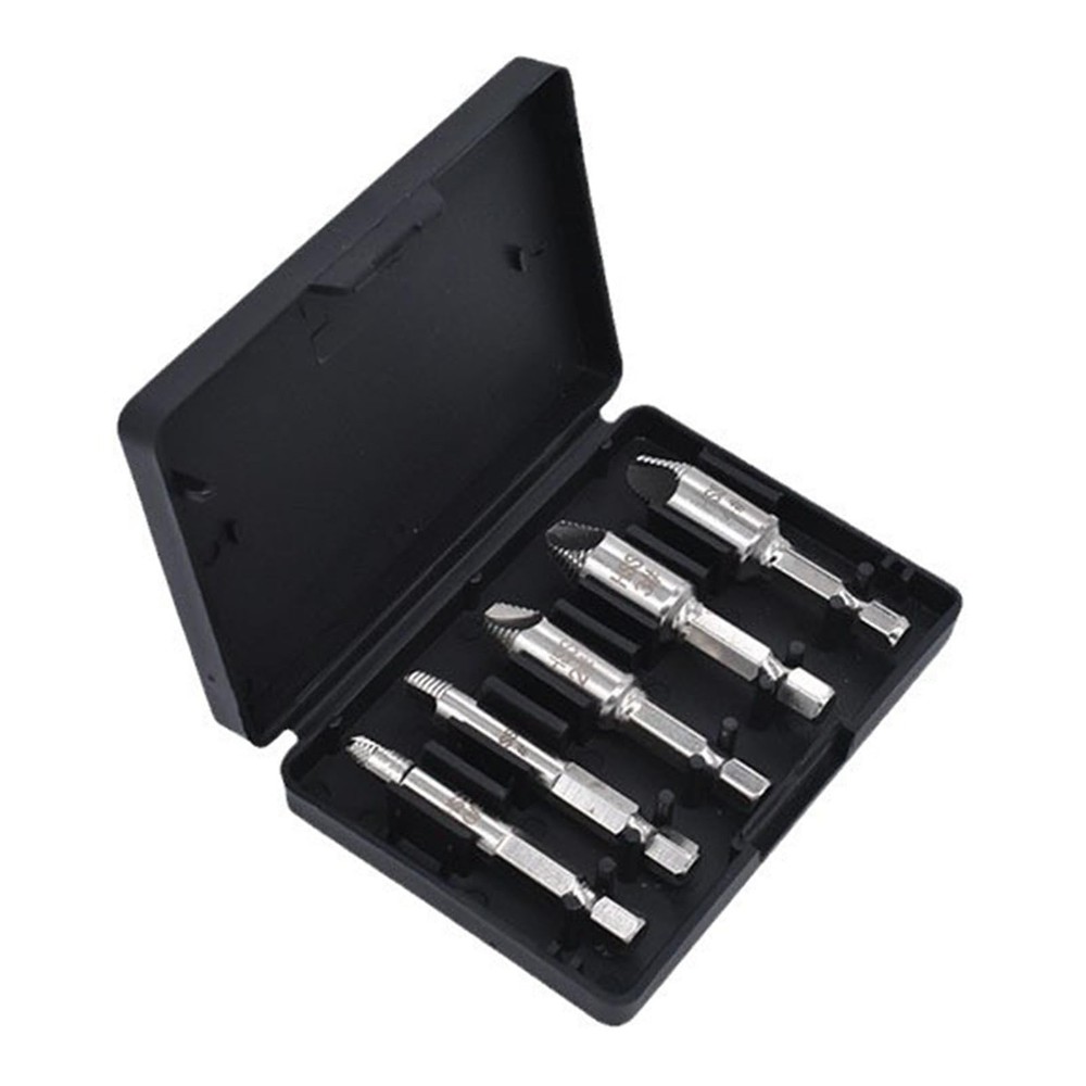 Hex Shank Broken Screw Extractor Kit 6Pcs Reverse Thread Stripped Screw Remov...