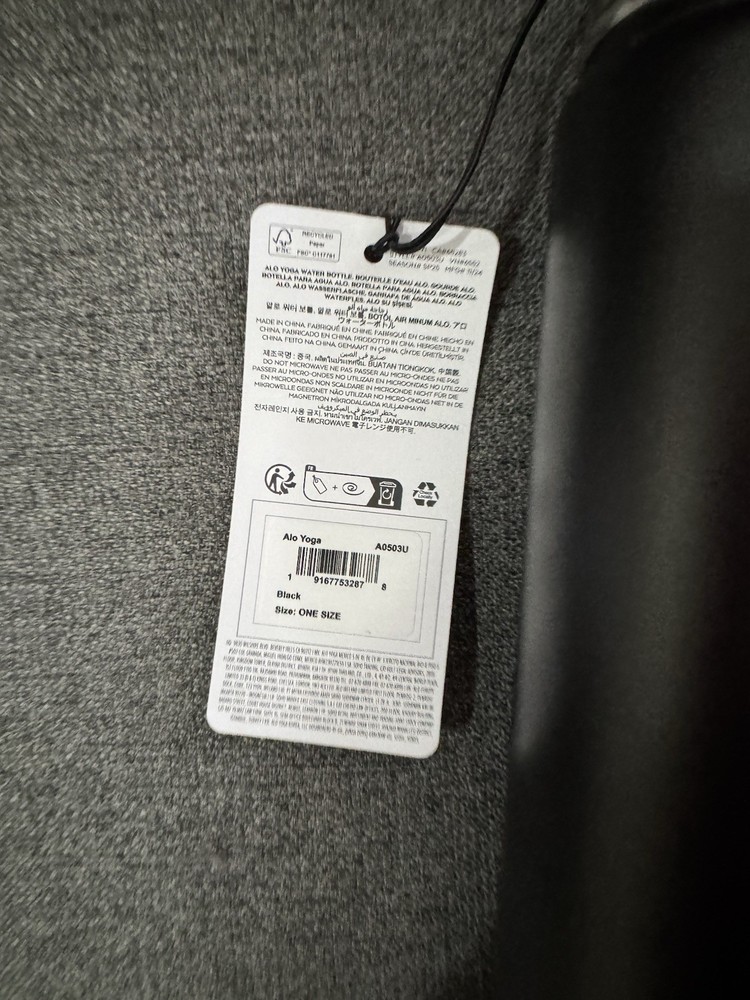 Alo Water Bottle Black NWT