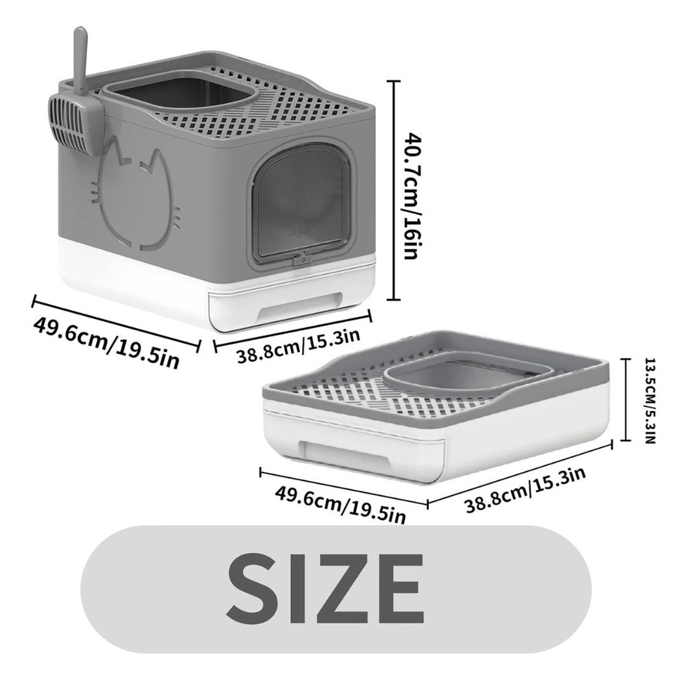 allforpaws Go Fresh Foldable Cat Litter Box, Medium, Grey New