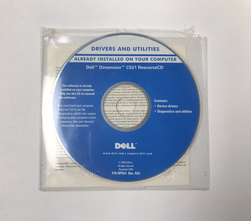 DELL Dimension C521 ResourceCD DRIVERS AND UTILITIES
