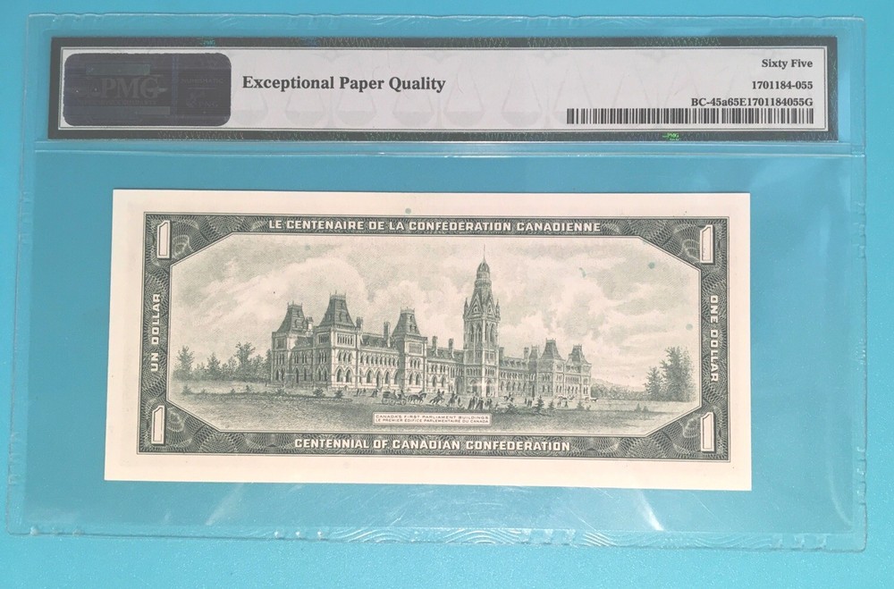 1867 $1 Dollar Centennial CANADA PMG 65