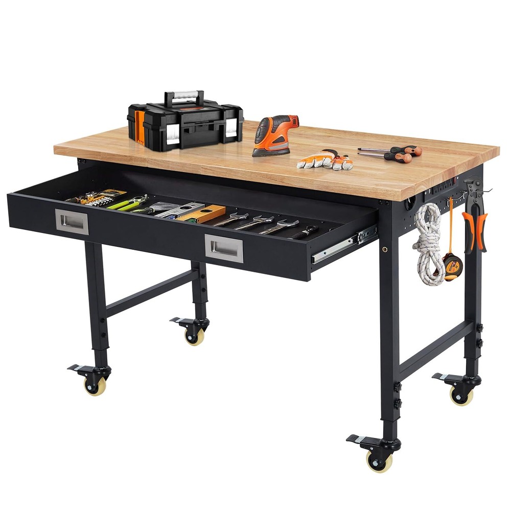 48" Adjustable Workbench for Garage Heavy Duty Worktable with Drawer 2000 LBS
