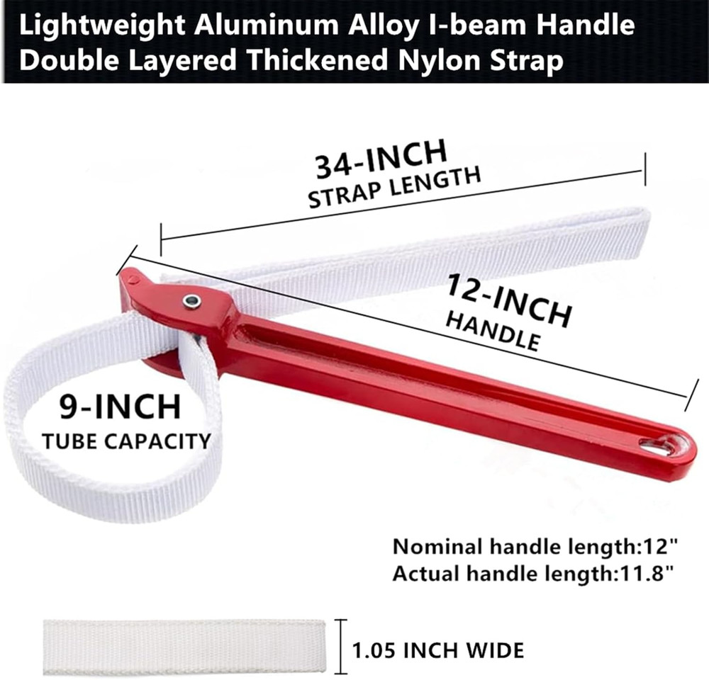 12 Inch Adjustable Nylon Strap Pipe Wrench Opener Disassembly Tool
