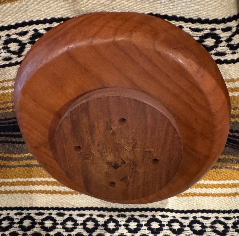 Vintage 7 Compartment Teak Mid-Century Rotating Serving Bowl