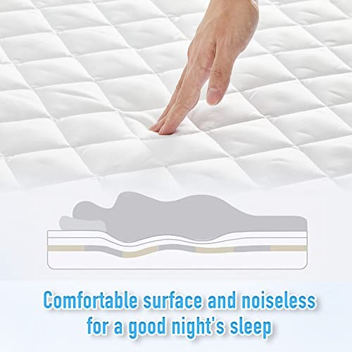 Size Waterproof Mattress Pad Protector, Breathable Quilted Mattress King White