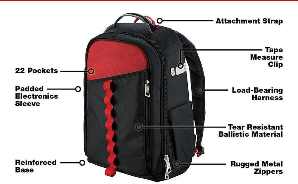 Backpack Compatible with Milwaukee 48-22-8202 Impact Resistant Backpacks, Tool B